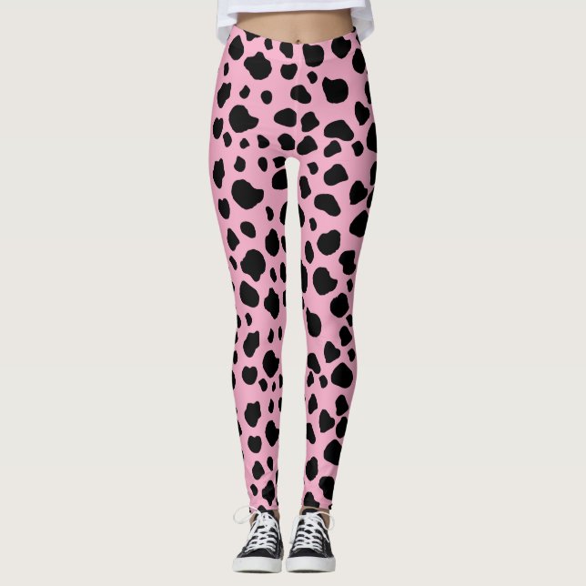 Legging Impressão, Padrão De Vaca, Pontos De Vaca, Vaca Ro (Frente)