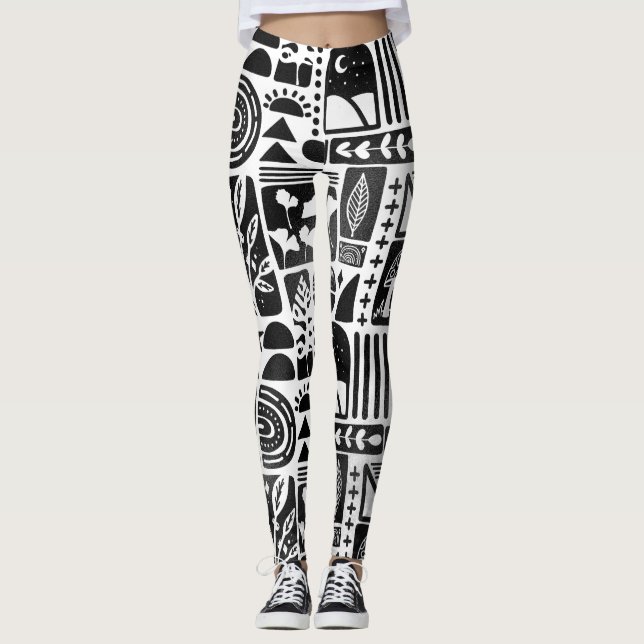Legging Impressão Preto E Branco (Frente)