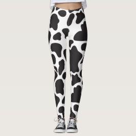 Legging Impressão preto-e-branco de vaca simples