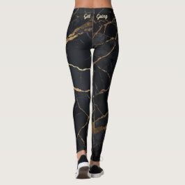 Legging Impressão preto e Dourado mármore
