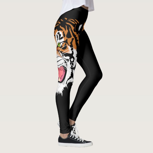 Legging Impressão principal do tigre rujir em caneleiras (Direita)