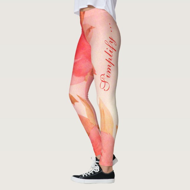 Legging Impressão Rosa de Aquarela de Coral (Esquerda)