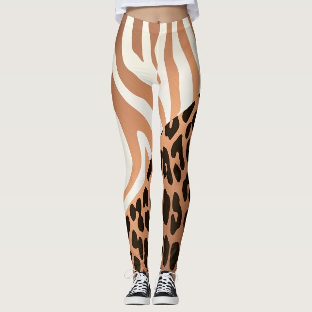 Legging Impressão Zebra e Leopardo (Frente)