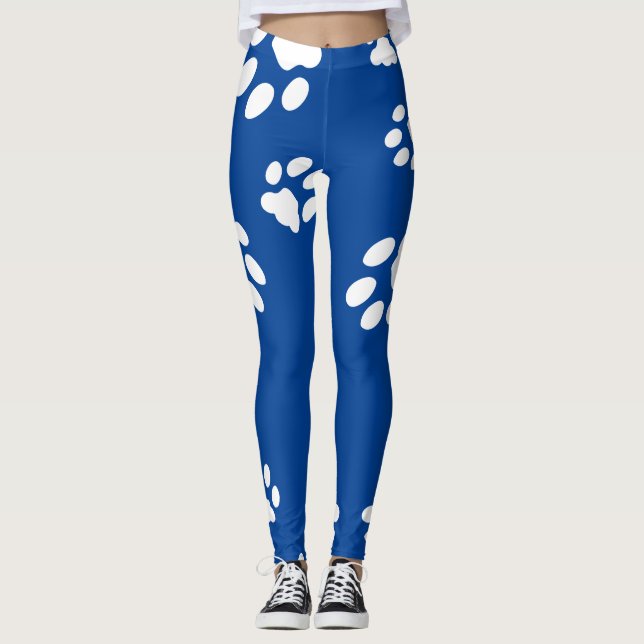 Legging Impressões de Pata Personalizar Cor de Fundo (Frente)