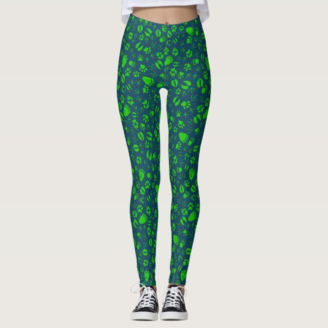 Legging Impressões de pé 01.b.verde Azul BG (Frente)