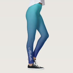Legging Inclinação azul personalizado do ombre