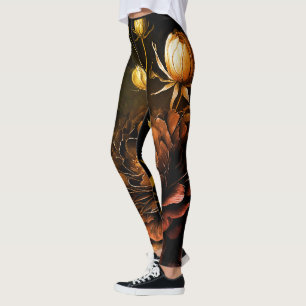 Legging Incrível Acento de ferrugem de Convênio Flores de 