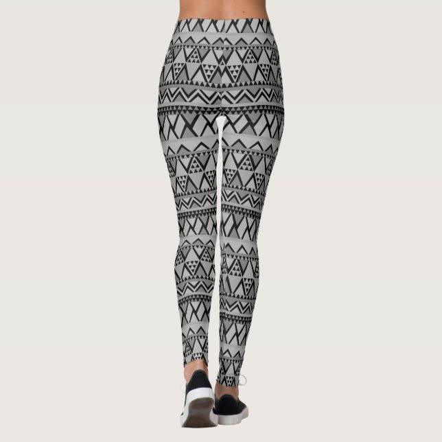 Legging Incrível padrão geométrico tribal da Cinza Trendy (Verso)