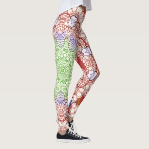 Legging Índia Estilo Mehndi Mandala - azul vermelho