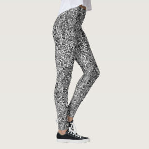 Legging Indiano de William Morris, preto e branco