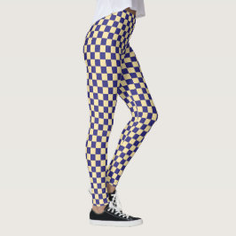 Legging Indigo and butter checkerboard pattern