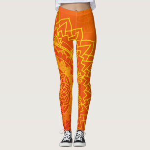 Legging índio étnico Mandala Amarelo