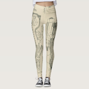 Legging Indústria De Desenho Mecânico Da Vintagem