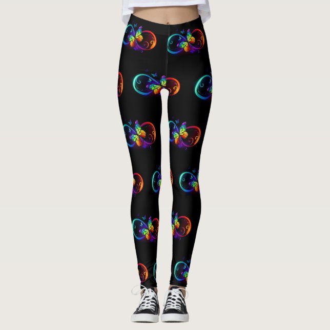 Legging Infinidade vibrante com borboleta arco-íris em pre (Frente)
