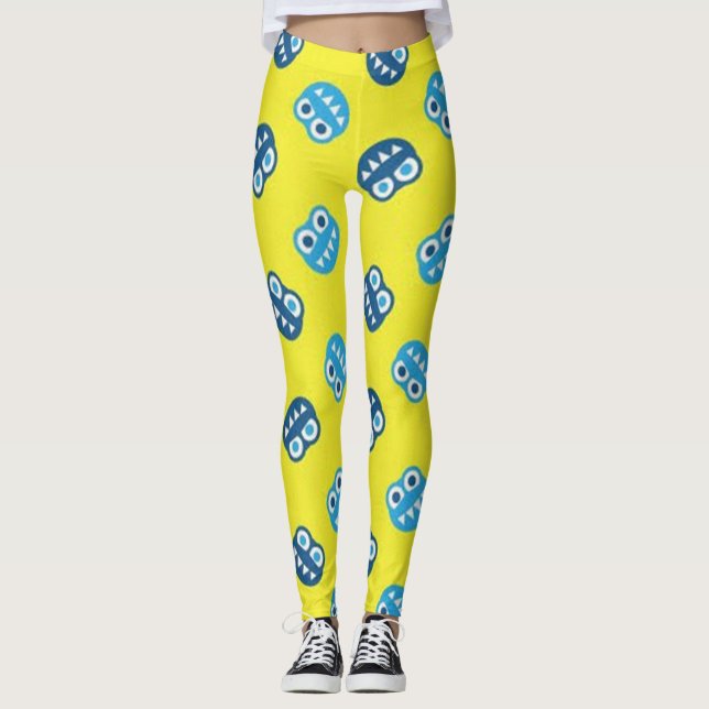 Legging Insetos Azuis Sorrindo Engraçados (Frente)