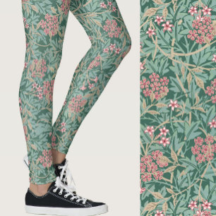 Legging Inspirado em William Morris em padrão floral verde