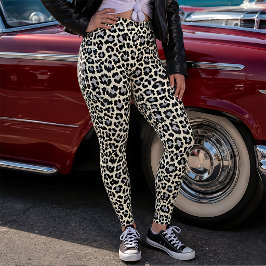Legging Inspirado nos anos 80, estampa de leopardo-da-neve