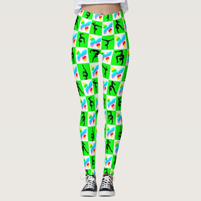 LEGGING INSPIRANDO PEDAÇOS GINÁSTICOS DE BORRACHA VERDE (Frente)