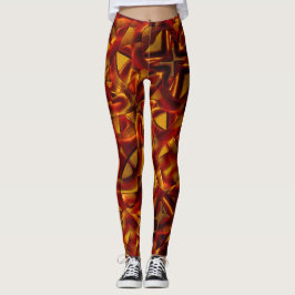 Legging Interconexão de gravatas de laranja queimadas, efe