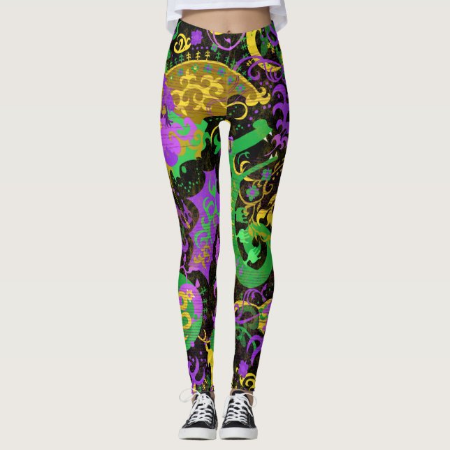Legging Intrate Mardi Gras Colors Dragon Damask (Frente)