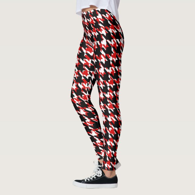 Legging Inverno branco vermelho preto Houndstooth de (Esquerda)