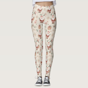 Legging Inverno Rosa - Papai Noel, Flocos de Neve, Azevinh