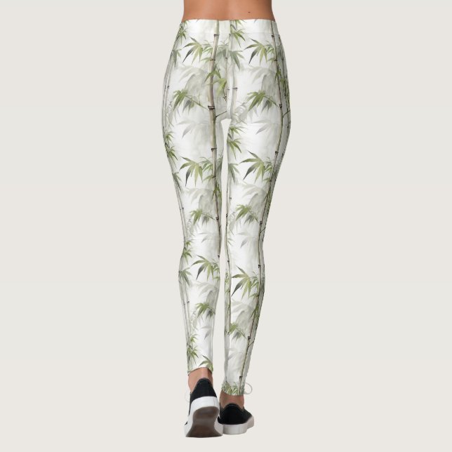 Legging Ioga de Mindfulness do Bambu Verde (Verso)