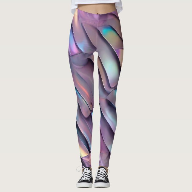 Legging Iridescente futurista/abstrato holográfico (Frente)