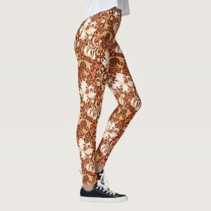 Legging Íris e lírio de William Morris, Brown e Tan