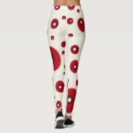 Legging Ivory Red Dots Funky Whimsical Circle Pattern 