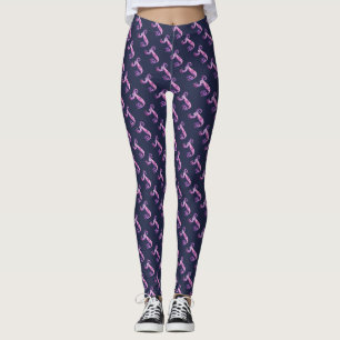 Legging J monograma de pernas roxas, com padrão