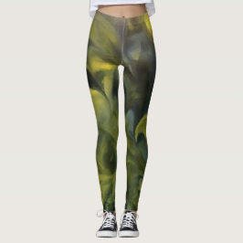 Legging Jack Frost em Cinza Azul e Abstrato-Arte Amarela