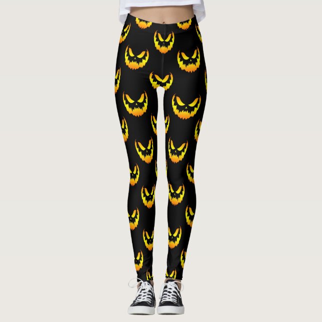 Legging Jack O Lantern Pumpkin Face Gradiente (Frente)