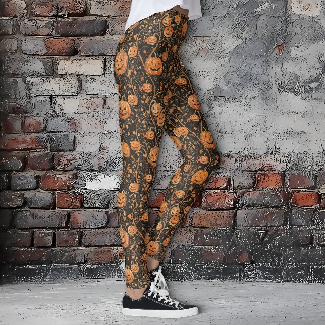 Legging Jack-o-Lanternas no Dia das Bruxas da Vinha (Jack-o-Lanterns on the Vine Halloween Leggings)