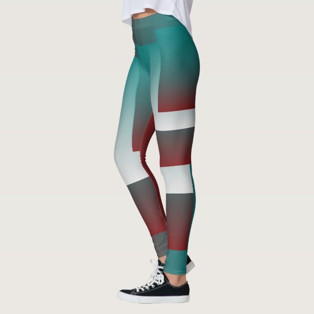 Legging Janelas em branco teal burgundy (Esquerda)