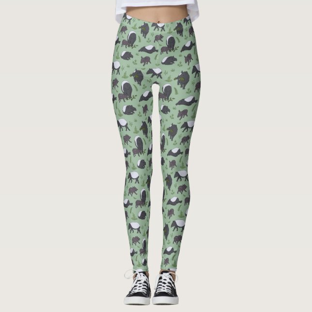 Legging Jantar da Família de Tapires no Verde (Frente)