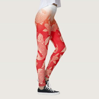 Legging Japanese carp red ground6@miyasan