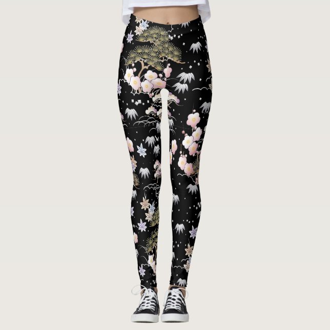 Legging Japanese Pattern Pine, Bamboo and Plum (Frente)