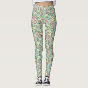 Legging Jardim Country Australian Bottlebrush Azul