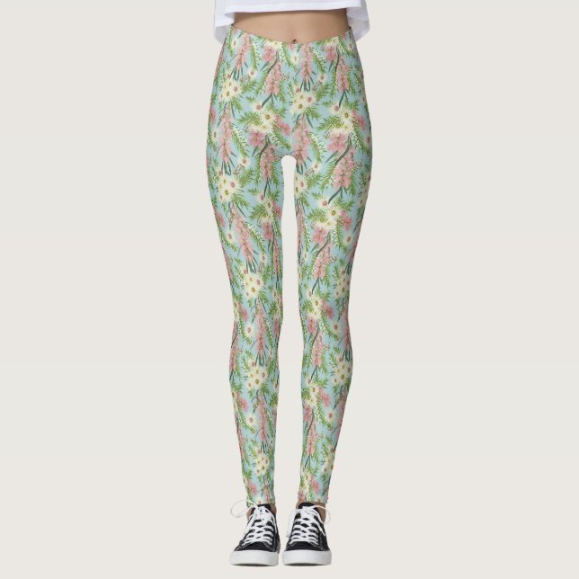 Legging Jardim Country Australian Bottlebrush Azul (Frente)