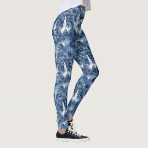 Legging Jardim d'água japonês em porcelana branca azul