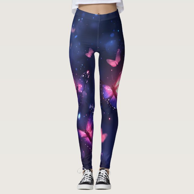 Legging Jardim de Borboletas Noturnas Celestiais (Frente)