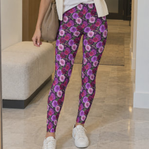 Legging Jardim de Dália Rosa Roxo