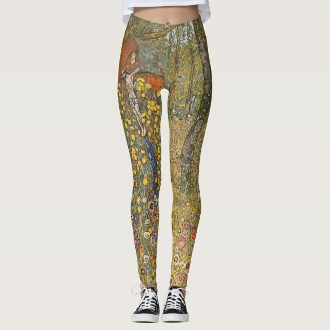 Legging Jardim de fazenda com Crucifixo (por Gustav Klimt) (Frente)