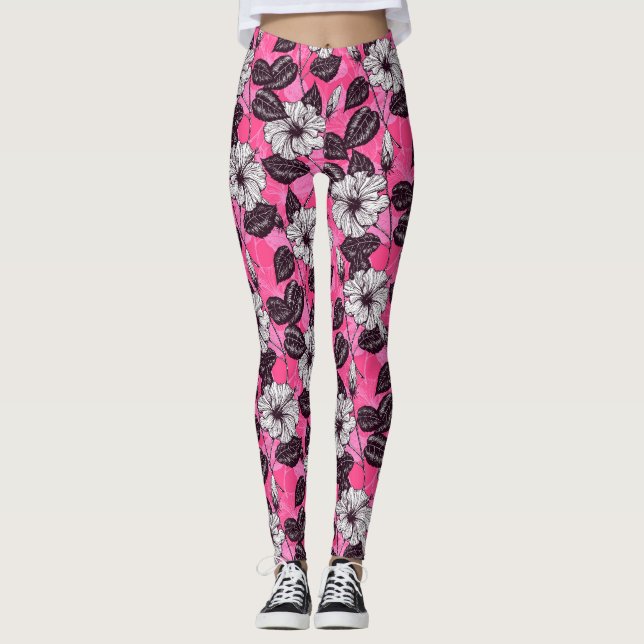 Legging Jardim de Hibiscus 2 (Frente)
