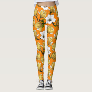 Legging Jardim de Magnolia em amarelo
