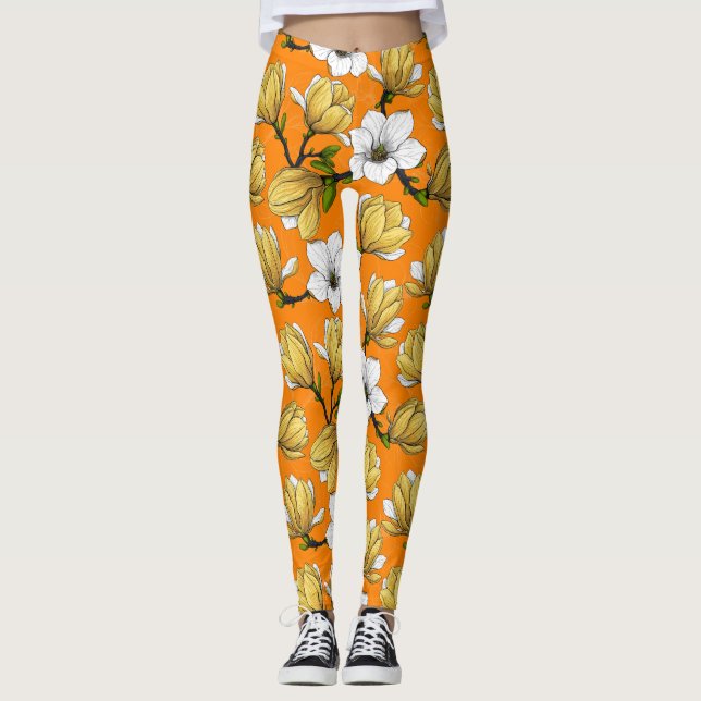 Legging Jardim de Magnolia em amarelo (Frente)