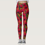 Legging Jardim de papoila-vermelha<br><div class="desc">Padrão vetorial feito de papoilas vermelhas desenhadas à mão.</div>