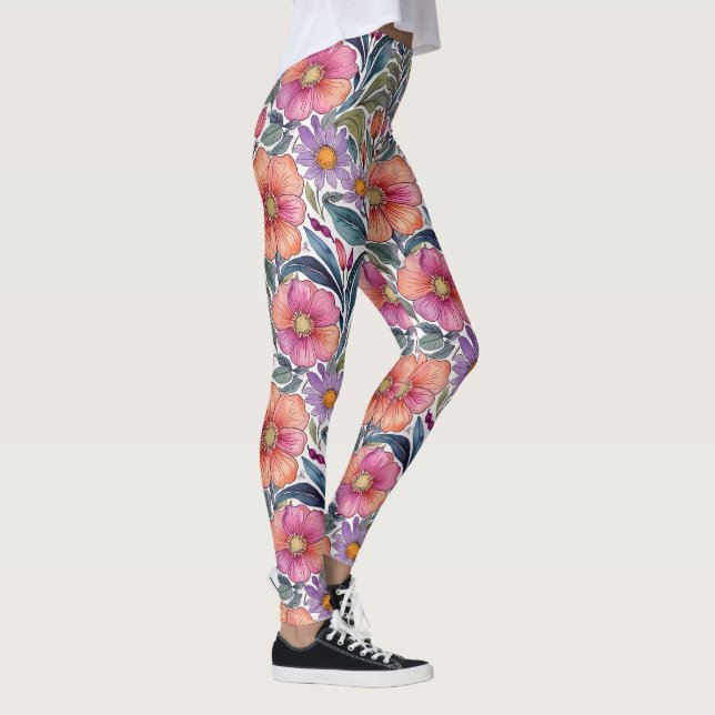 Legging Jardim de primavera - Padrão floral 2 - Leggens (Direita)