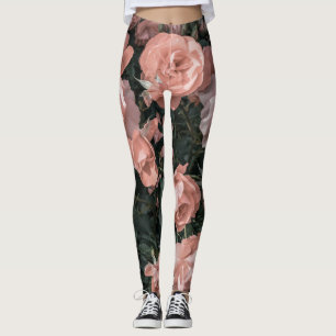 Legging Jardim de Rosa Rosa Rosa Pintel de Pastel Suave
